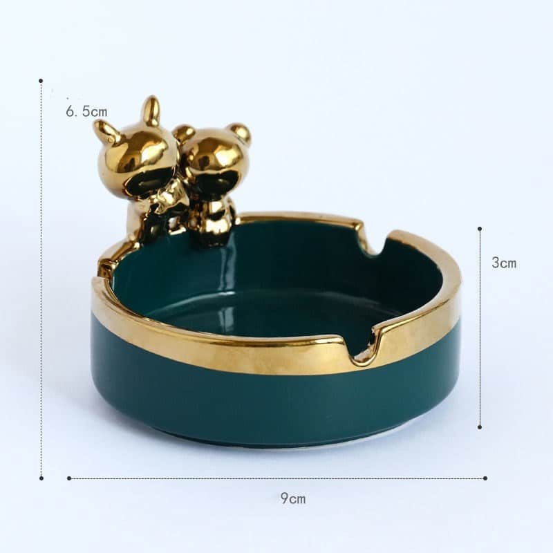 Cute Ceramic Ashtray With Gold Bears