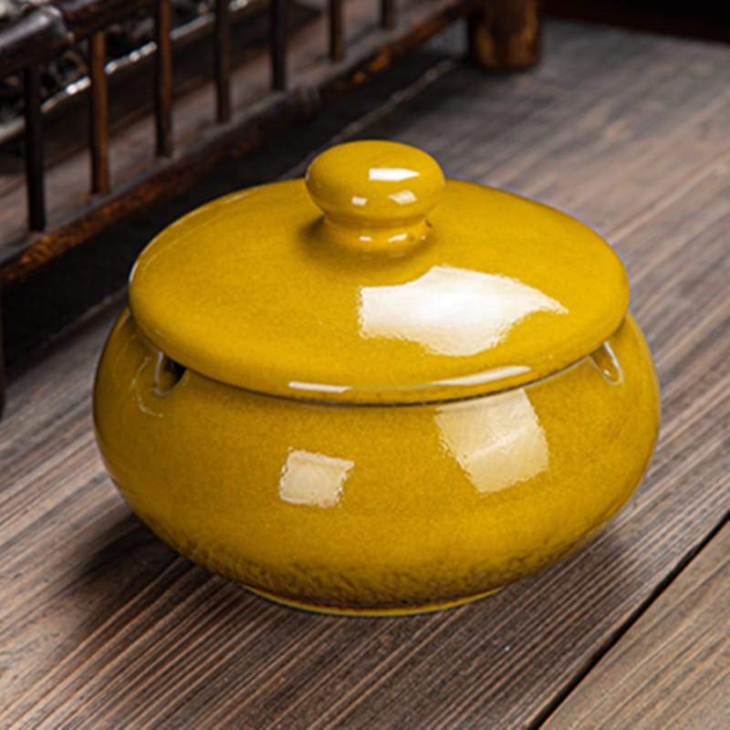 Elegant Windproof Ceramic Ashtray With Lid - Great For Outdoor