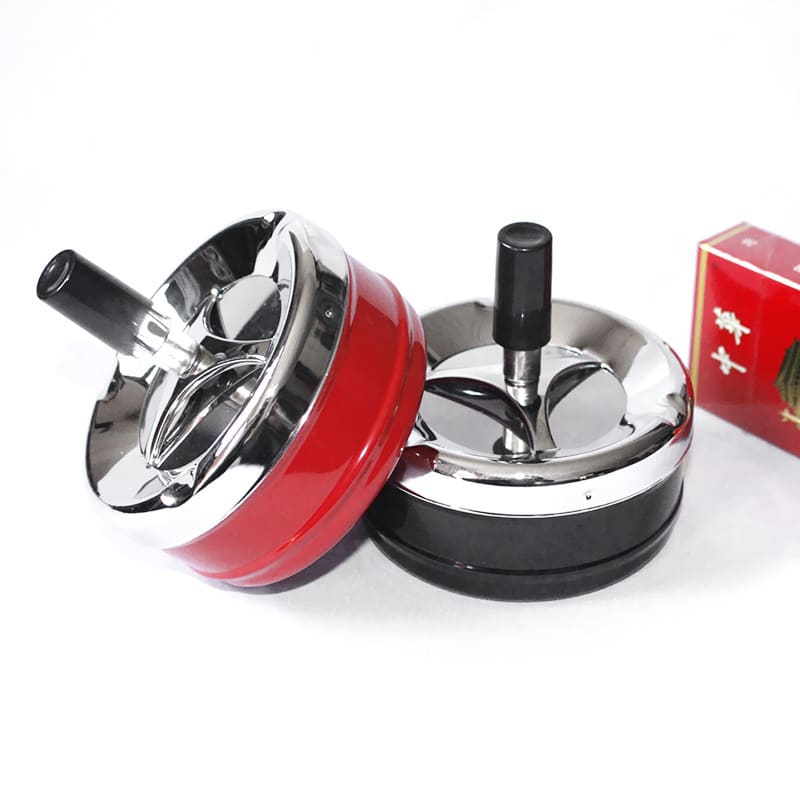 Pressing Windproof Stainless Steel Ashtray With Lid both models red and black