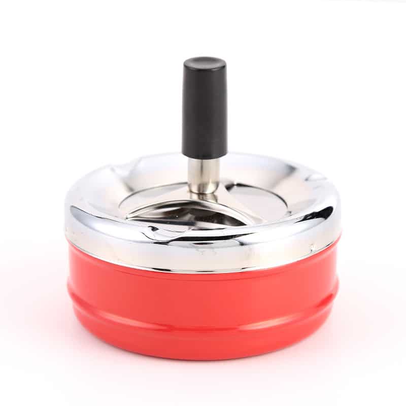 Pressing Windproof Stainless Steel Ashtray With Lid red from the front