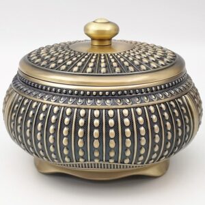 Metal Ashtray - With Lid - Antique Style