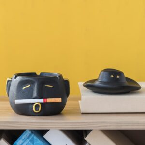 Cowboy Ashtray - Cute Ceramic Ash Tray - Windproof With Lid