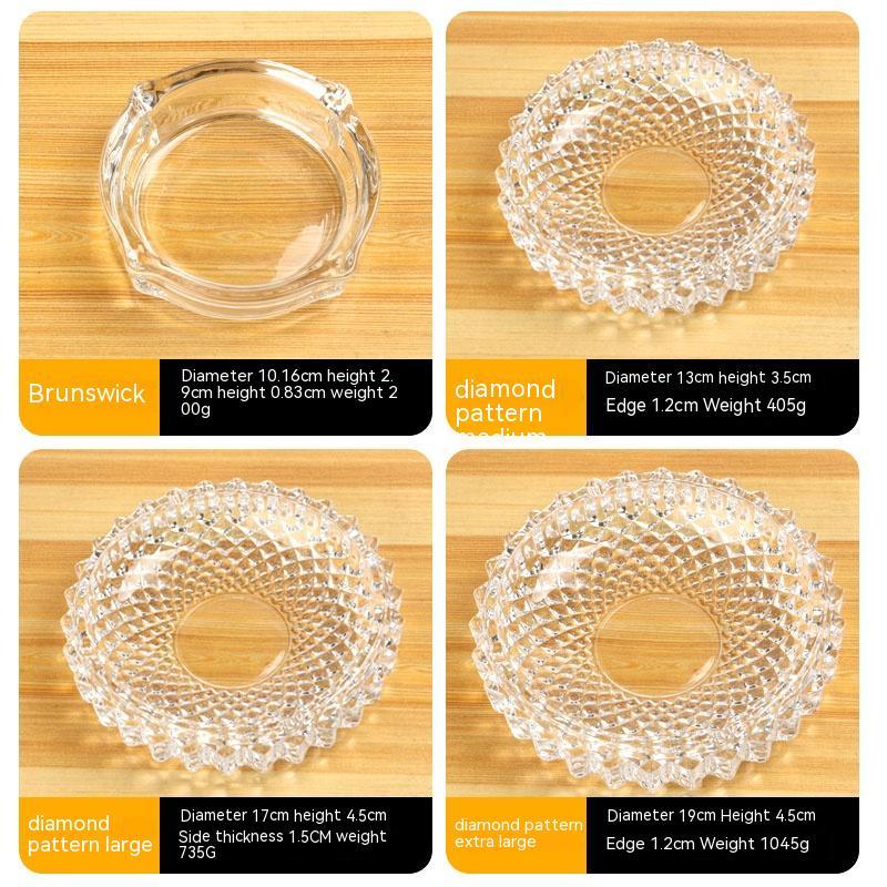 "Diamond Pattern" - Large Crystal Glass Ashtray