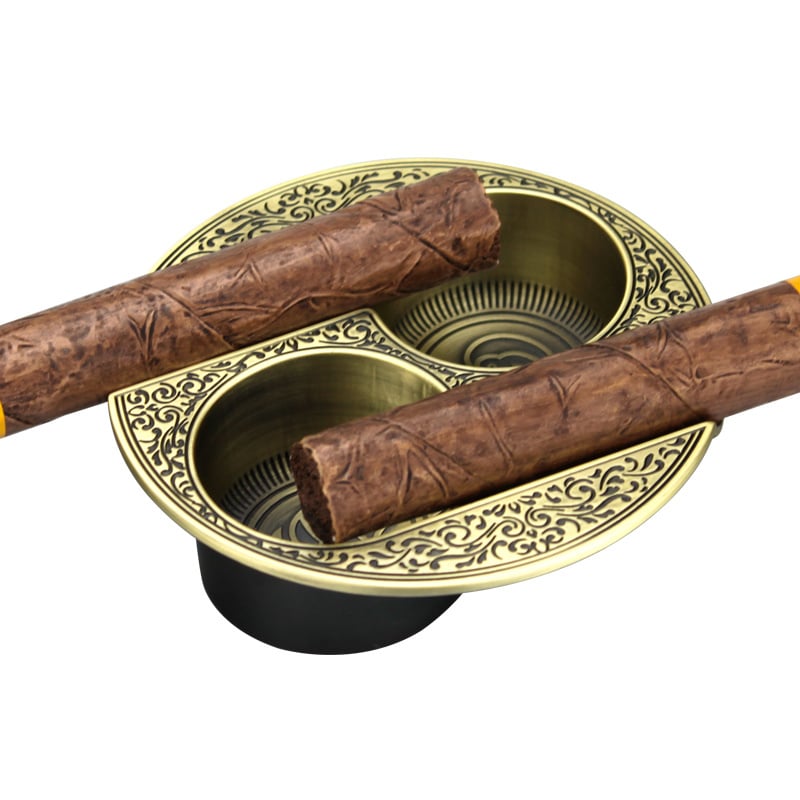 "Double Slot" - Cigar mini portable Ashtray for 2 cigars