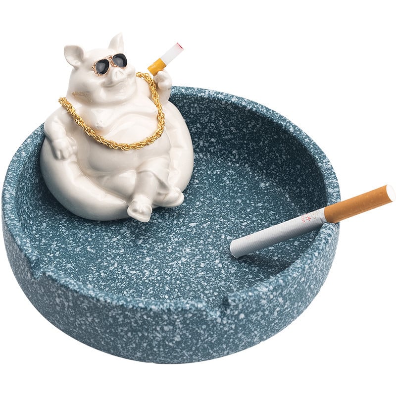 "Lazy Pig" - Large Ashtray - Funny Decoration
