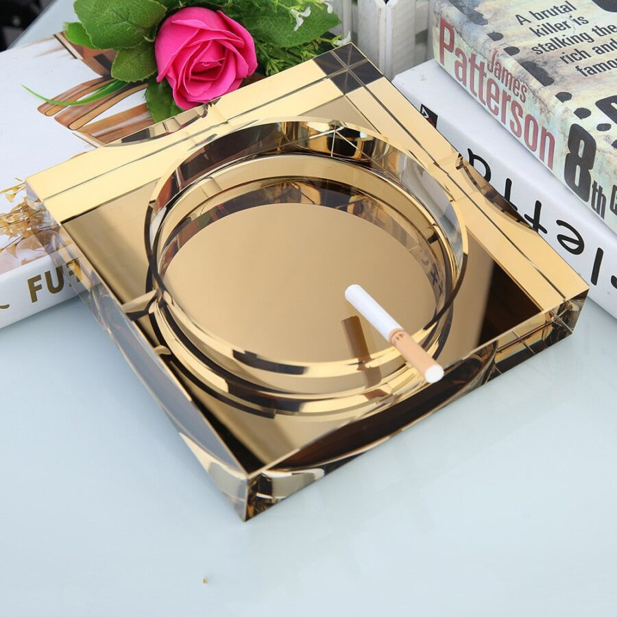 "Square" - Elegant Crystal Glass Ashtray & Multipurpose Decor