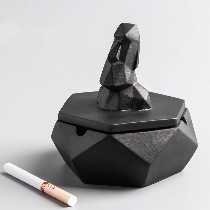 "Stone Statue" - Stone Ashtray With Lid - Windproof