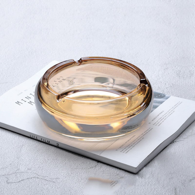 amber colored Crystal Glass Ashtray for sale