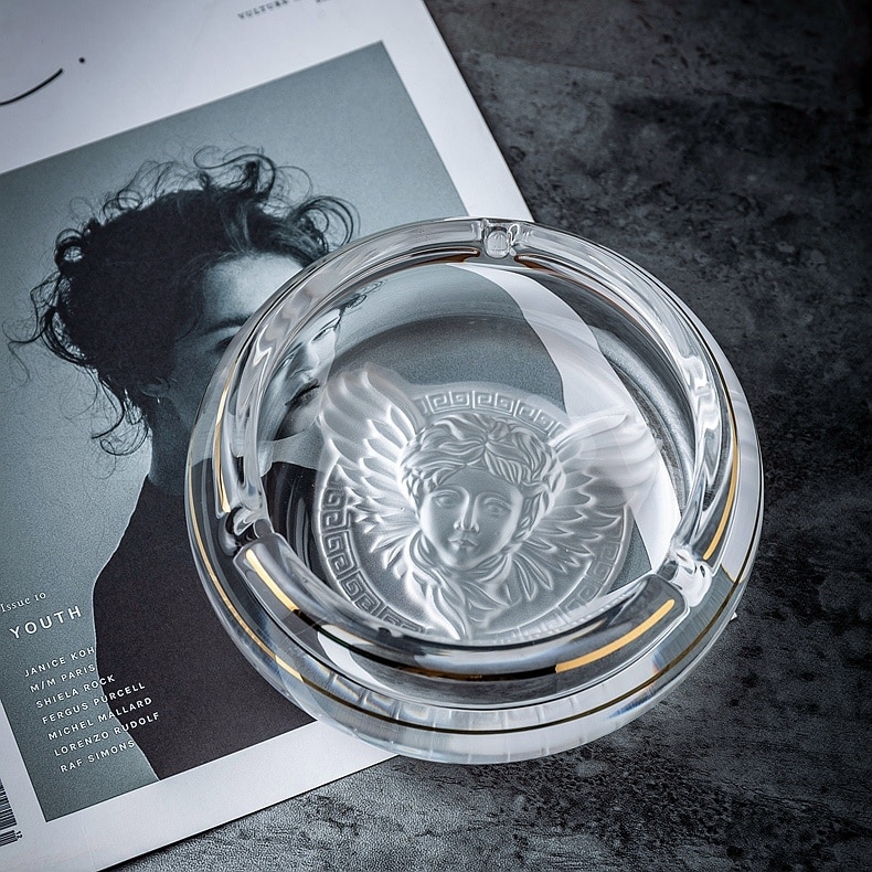 Angel Glass Ashtray For Three Cigarettes