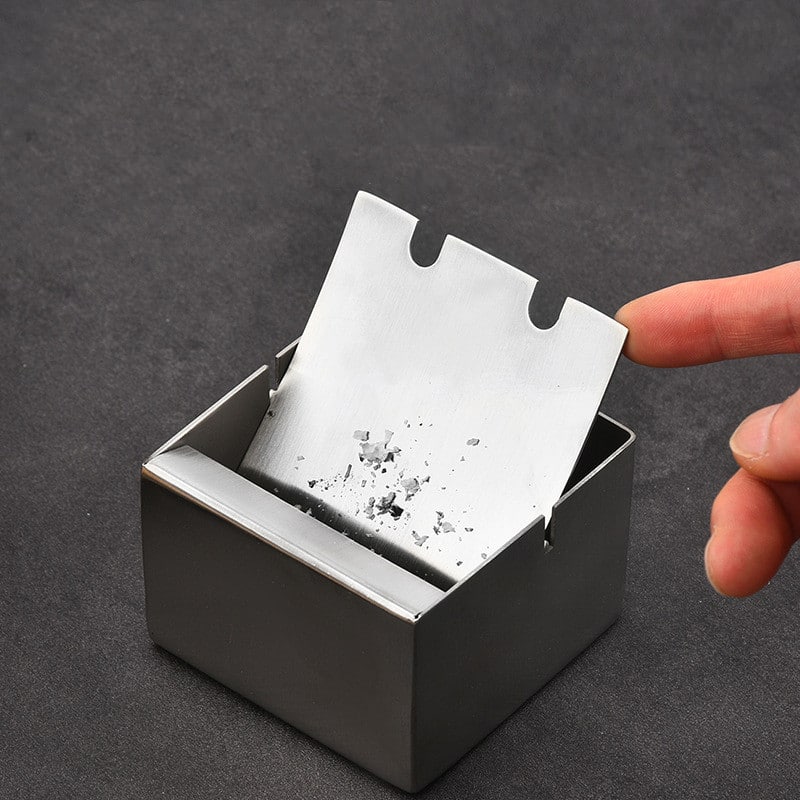 Ashtray With Flip Lid Stainless Steel