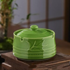 Cute Green Ashtray - Lidded - Ceramic