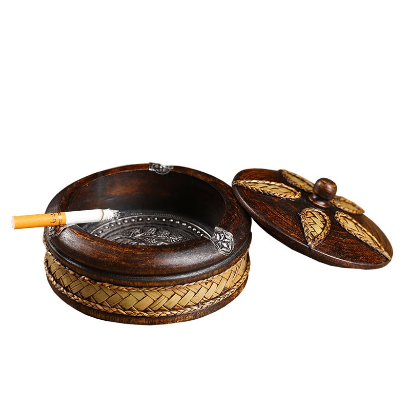 Bamboo Solid Wood Ashtray With Lid