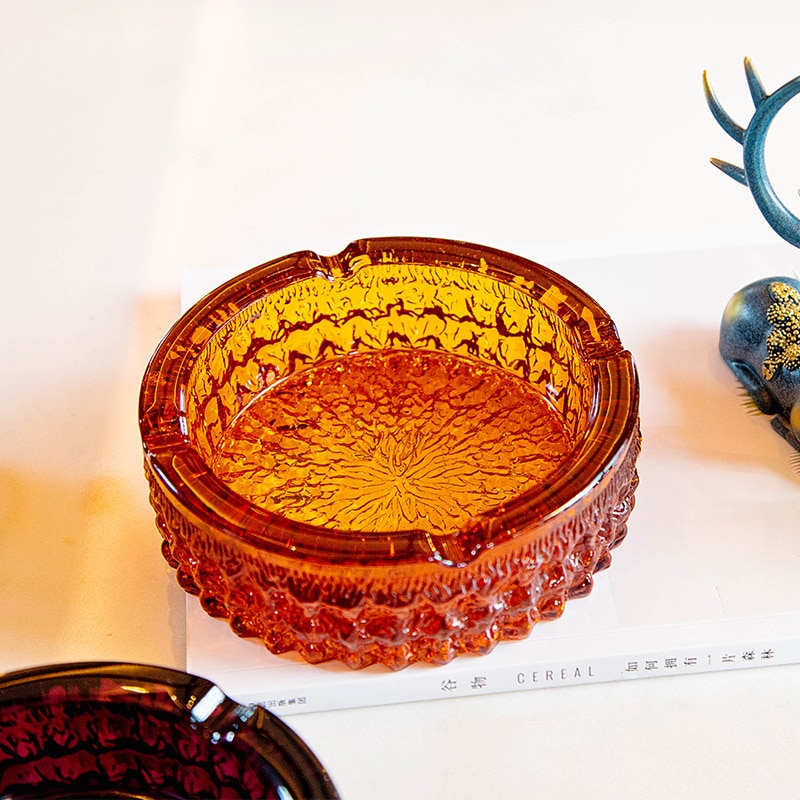 Beautiful Colorful Glass Ashtray Round