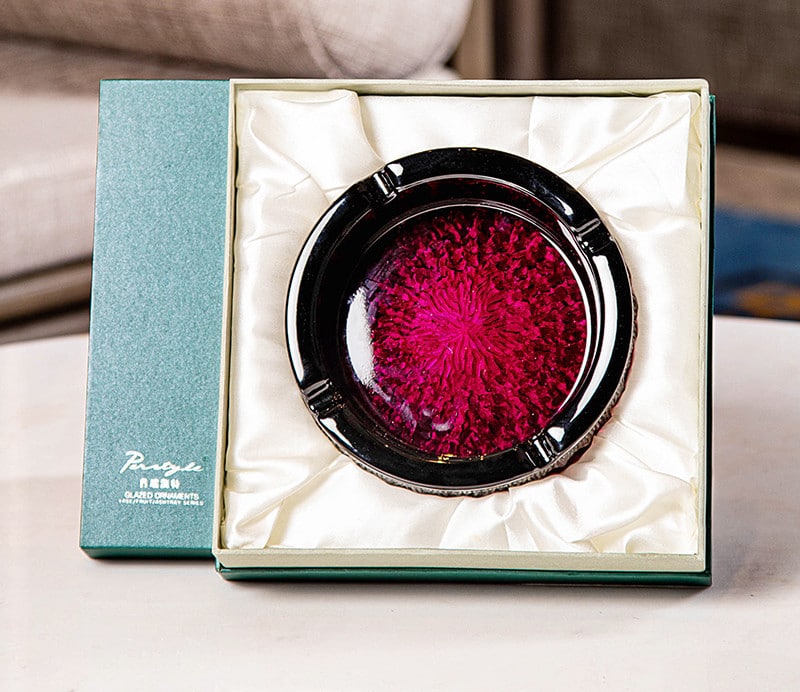 Beautiful Colorful Glass Ashtray Round purple color