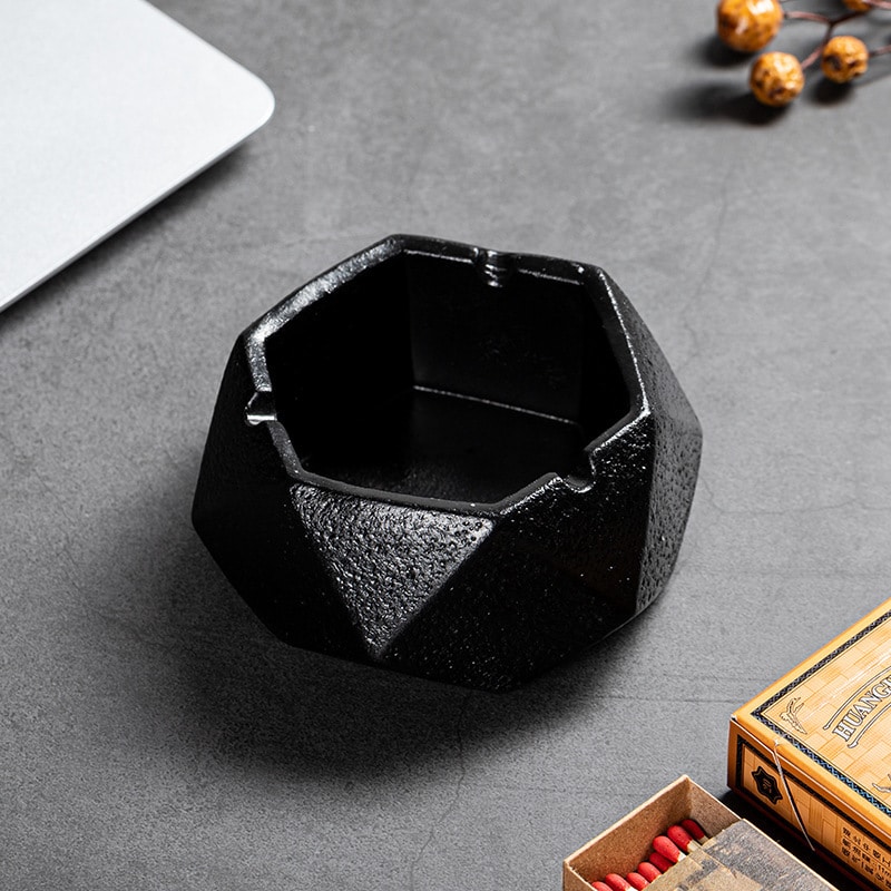 Black Cement Ashtray Without Lid