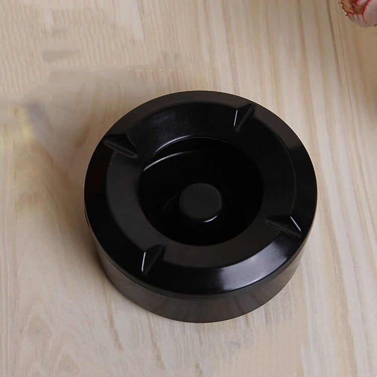 Black Melamine Ashtray Photographed From Top