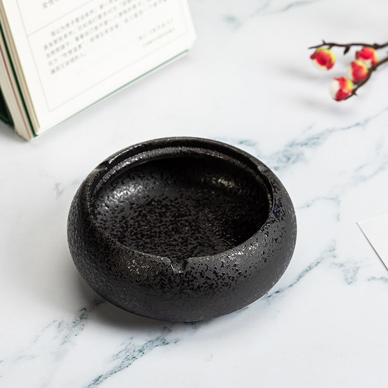 Black Pottery Ashtray Made From Ceramic