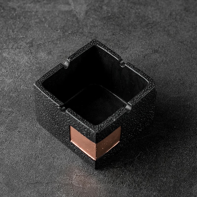 Black Small Square Cement Ashtray