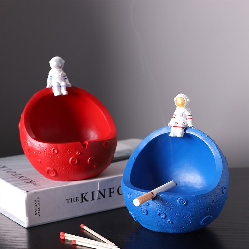 Blue And Red Resin Ashtrays