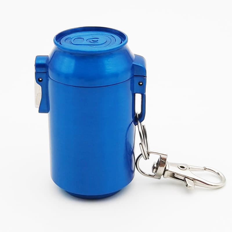 blue can mini portable ashtray with keychain