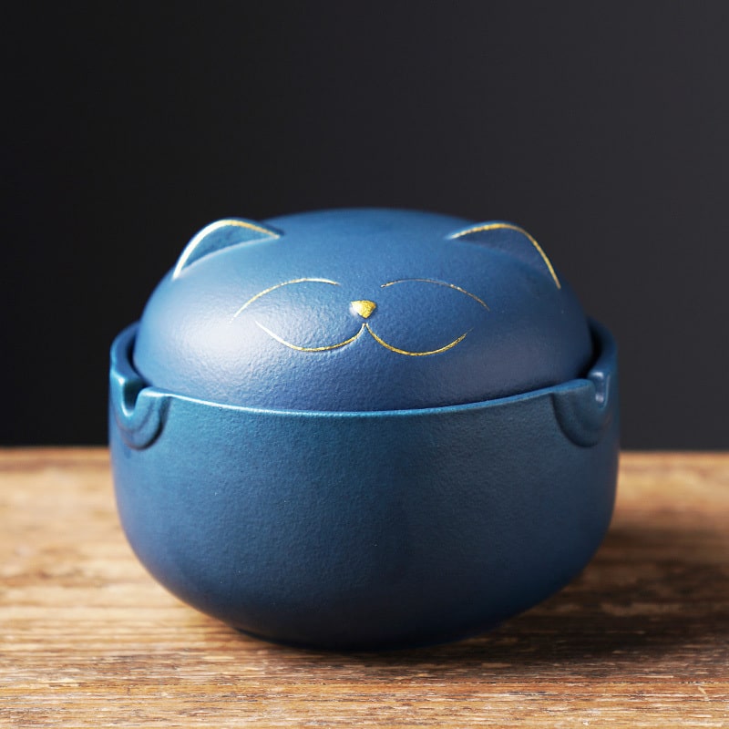Blue Cute Cat Ashtray