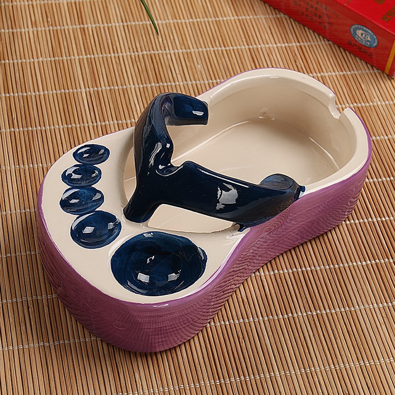 Blue Sandal Shoe Ceramic Ashtray