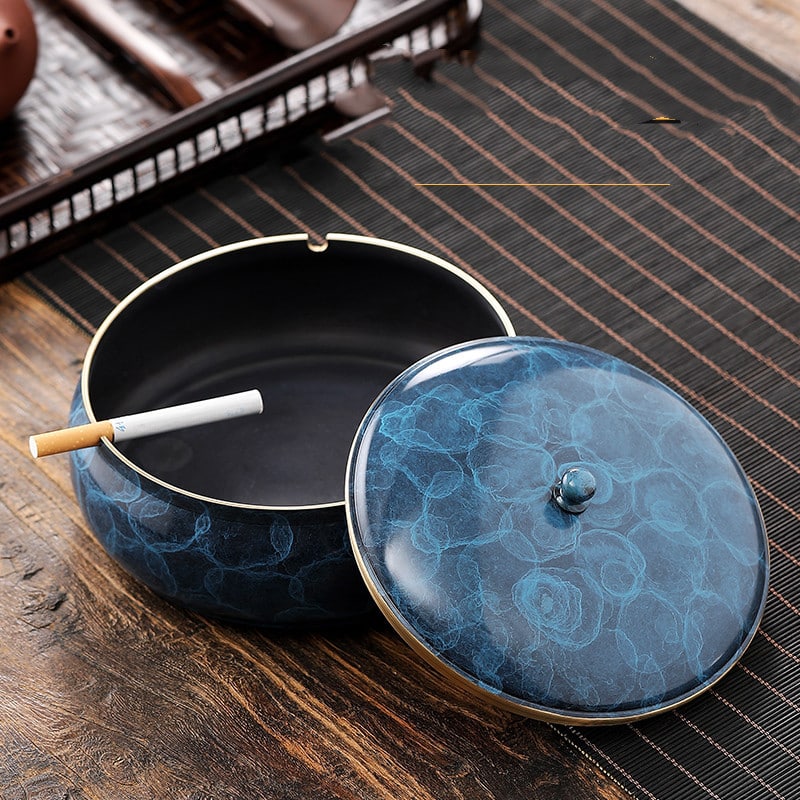 Blue Smokeless Ashtray With Lid