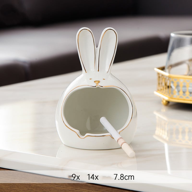 Bunny Ashtray In White Ceramic