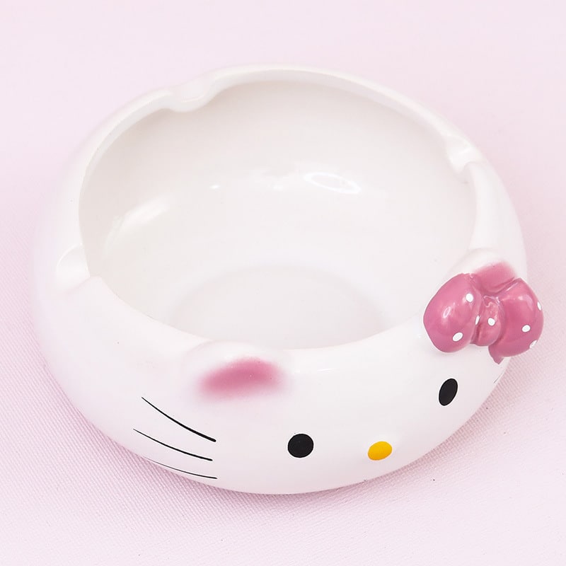 cat ashtray pink bow tie made from ceramic