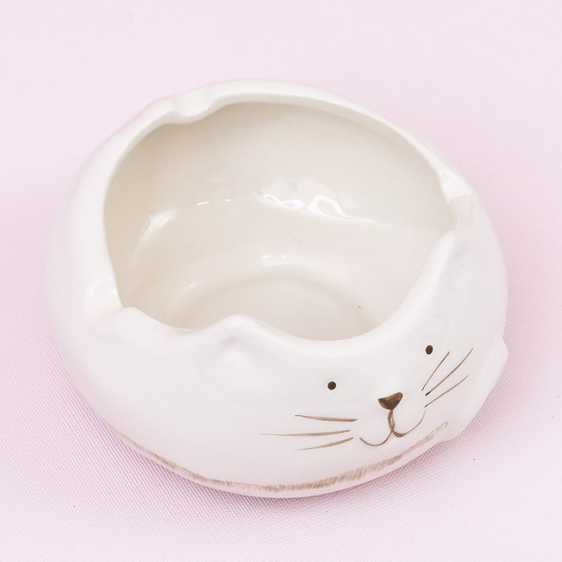 cat ashtray white ceramic