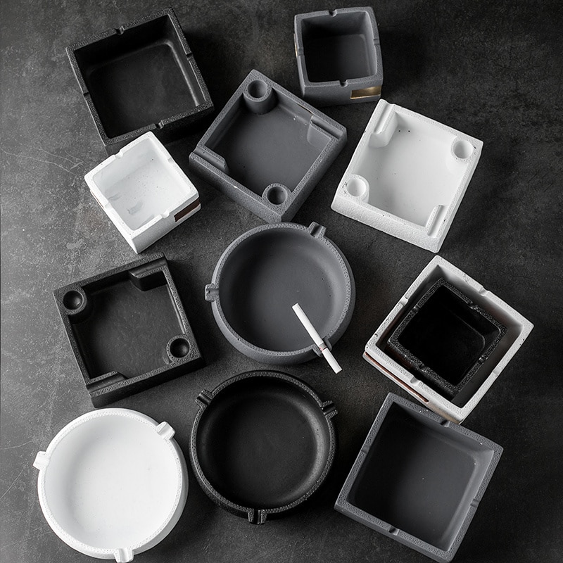 Cement Ashtray In Different Shapes And Colors