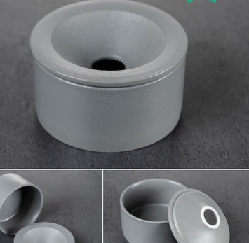Ceramic Ashtray With Funnel Lid In Grey Color