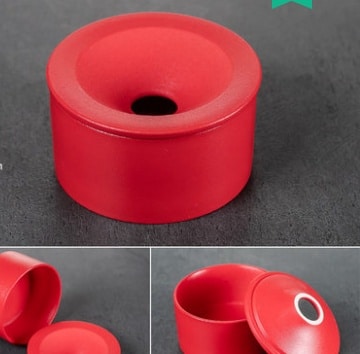 Ceramic Ashtray With Funnel Lid In Red Color