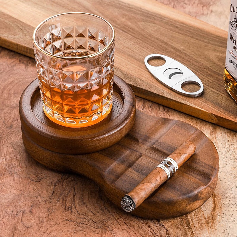 Cigar Ashtray Whisky Tray Solid Wood