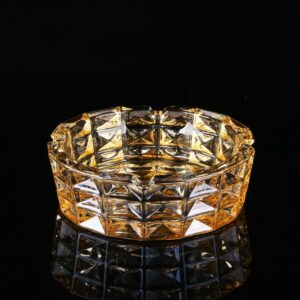 Classy Glass Ashtray - Large Crystal Glass - 6.3 inch