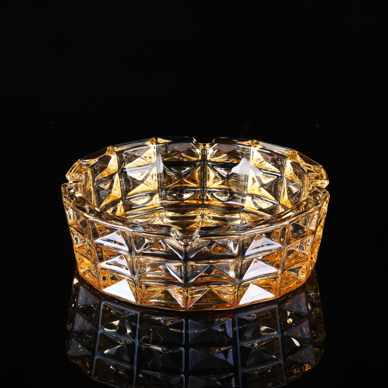 Classy Glass Ashtray Golden Crystal Glass