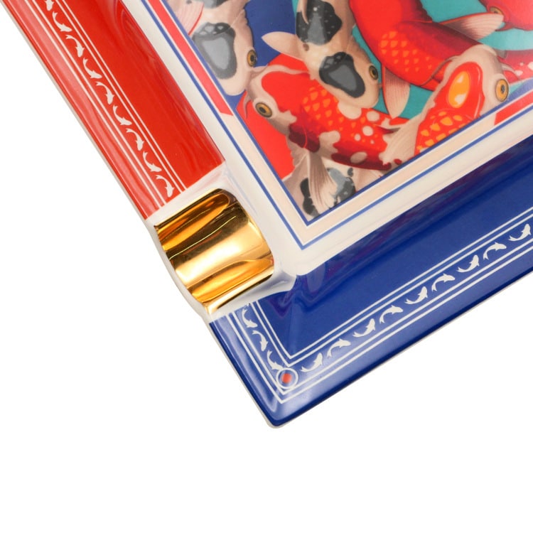 Closeup Photo Of Cigar Ashtray Golden Edge