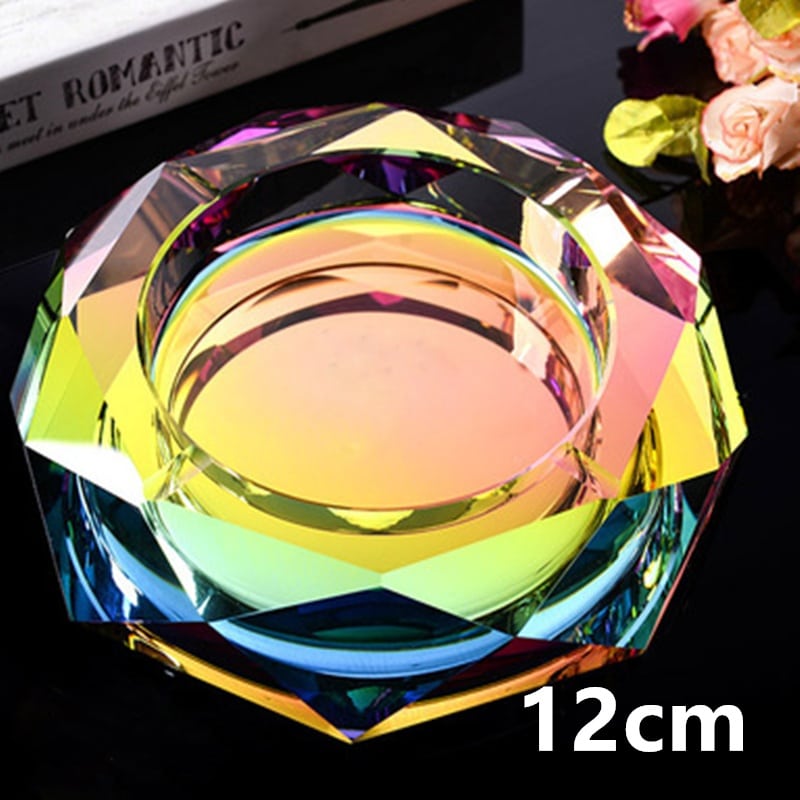 Colorful Glass Ashtray Diamond Shape 4 7 Inch 12cm Cool