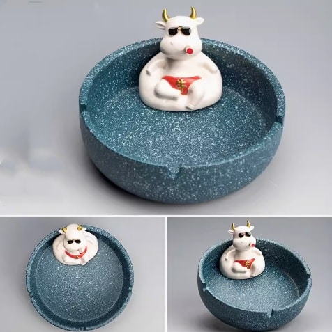Cool Cow Funny Ashtray Ceramic