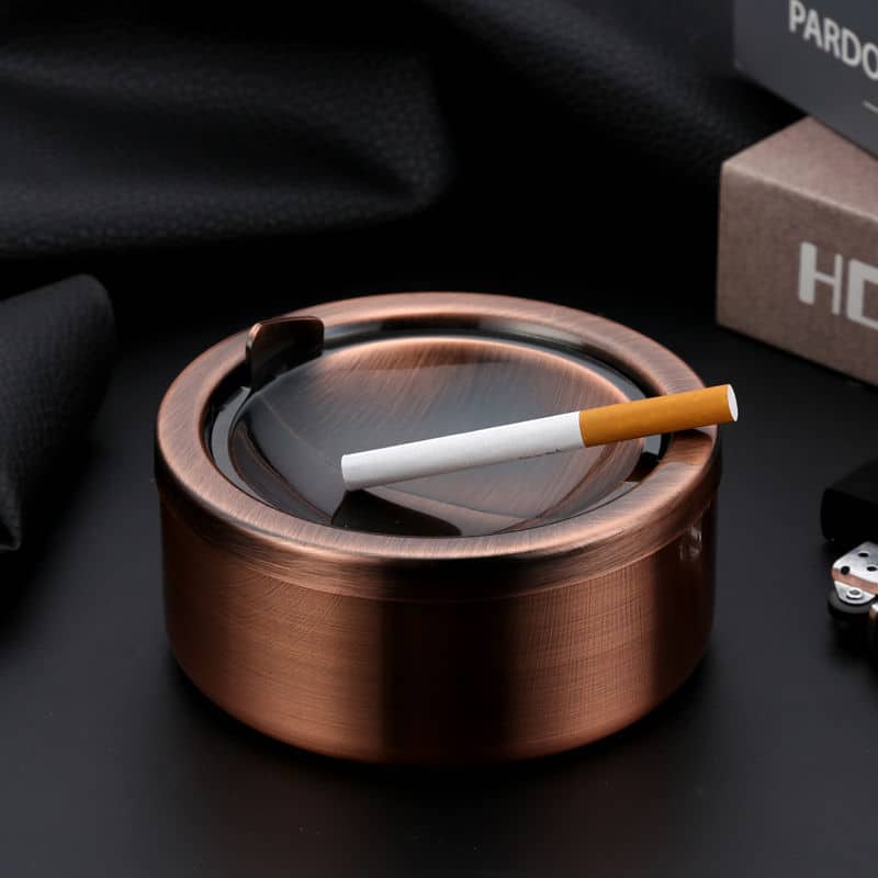 Copper Sanding Ashtray With Flip Lid