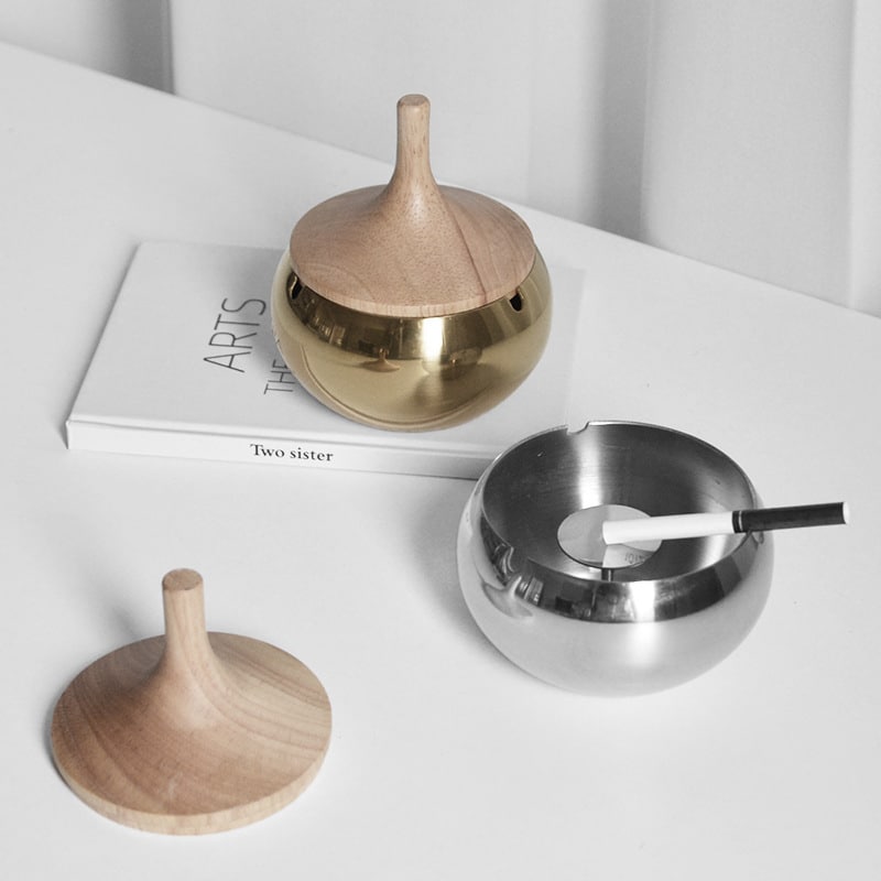 Covered Ashtrays For Outside Silver And Golden