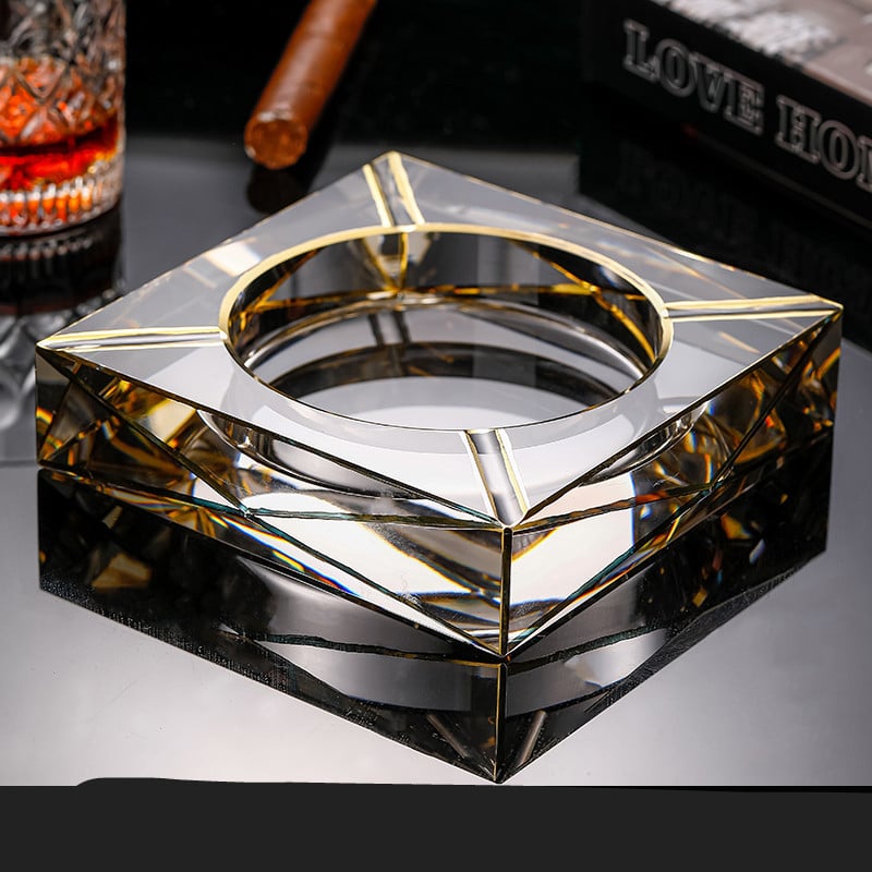 Crystal Ashtray Gilded Transparent