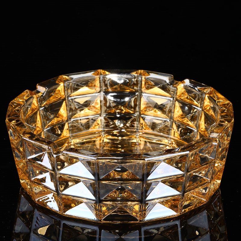 Crystal Ashtray Golden 7 7 Inch 20 Cm