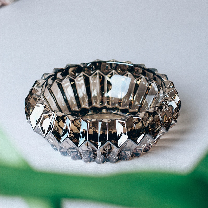 Crystal Glass Ashtray Coffee Golden Glass