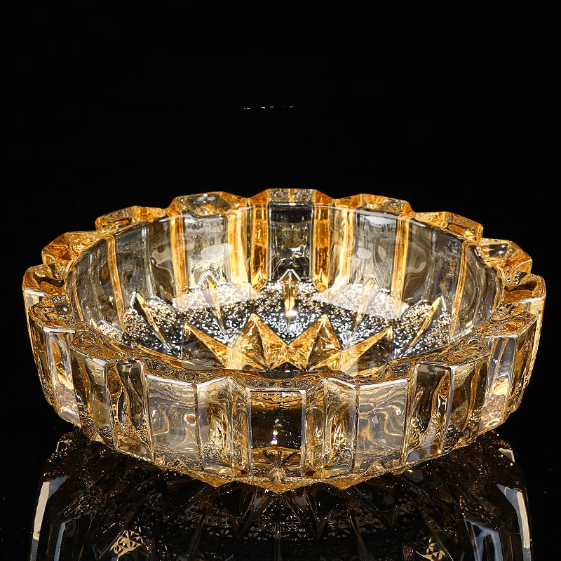 Crystal Glass Ashtray Golden