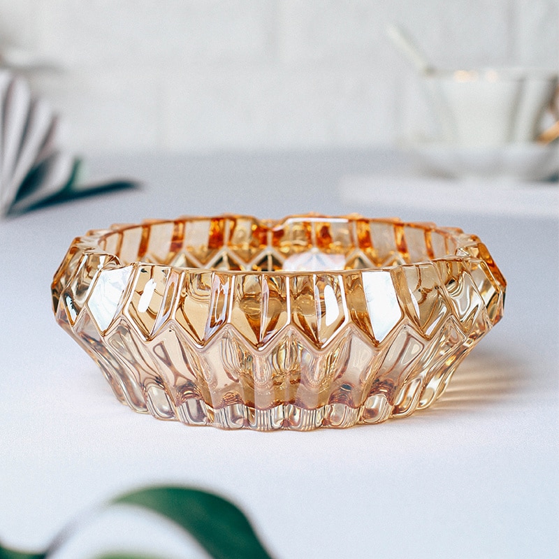 Crystal Glass Ashtray Golden Glass