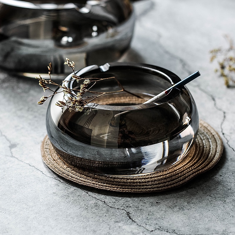 Crystal Glass Ashtray Large For Three Cigarettes