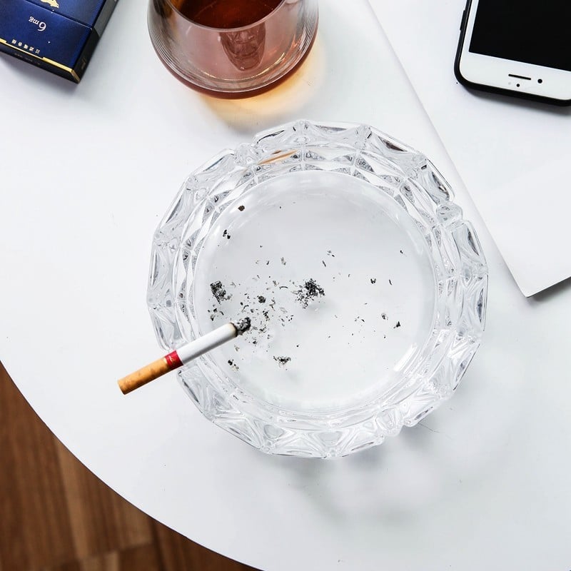 Crystal Glass Ashtray With 4 Cigarette Slots
