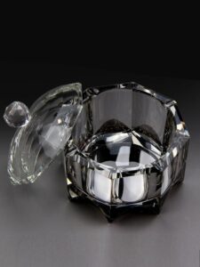 Crystal Glass Ashtray - Covered With Crystal Lid