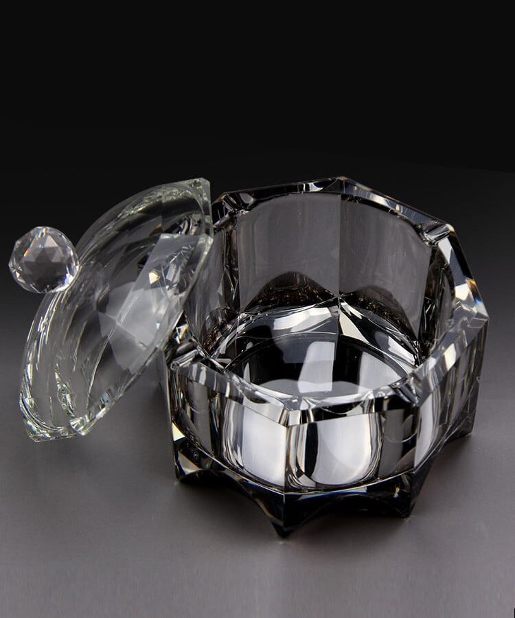 Crystal Glass Ashtray With Cover